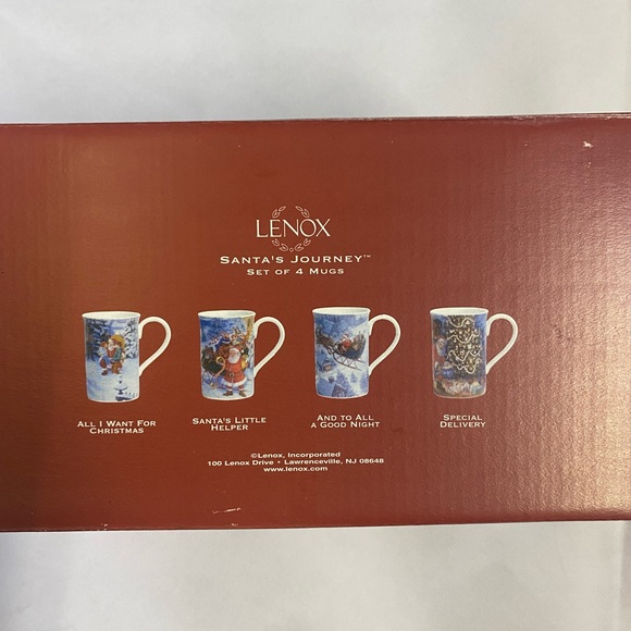 Lenox Porcelain Holiday Dimension Santa’s Journey Mugs Cups - Set of 4 - Picture 6 of 7
